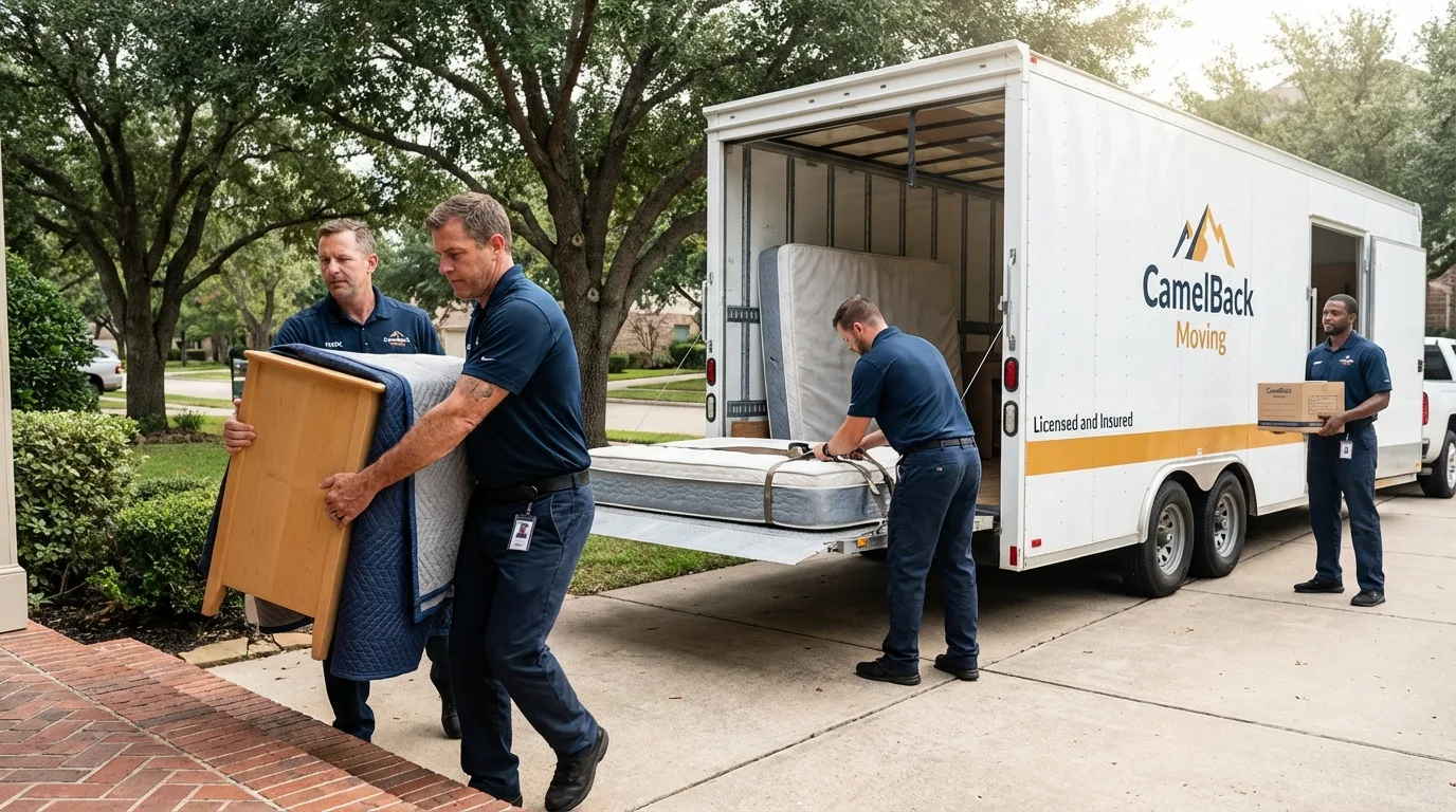 Crew loading residential truck for cross-state move from Chatham, NJ
